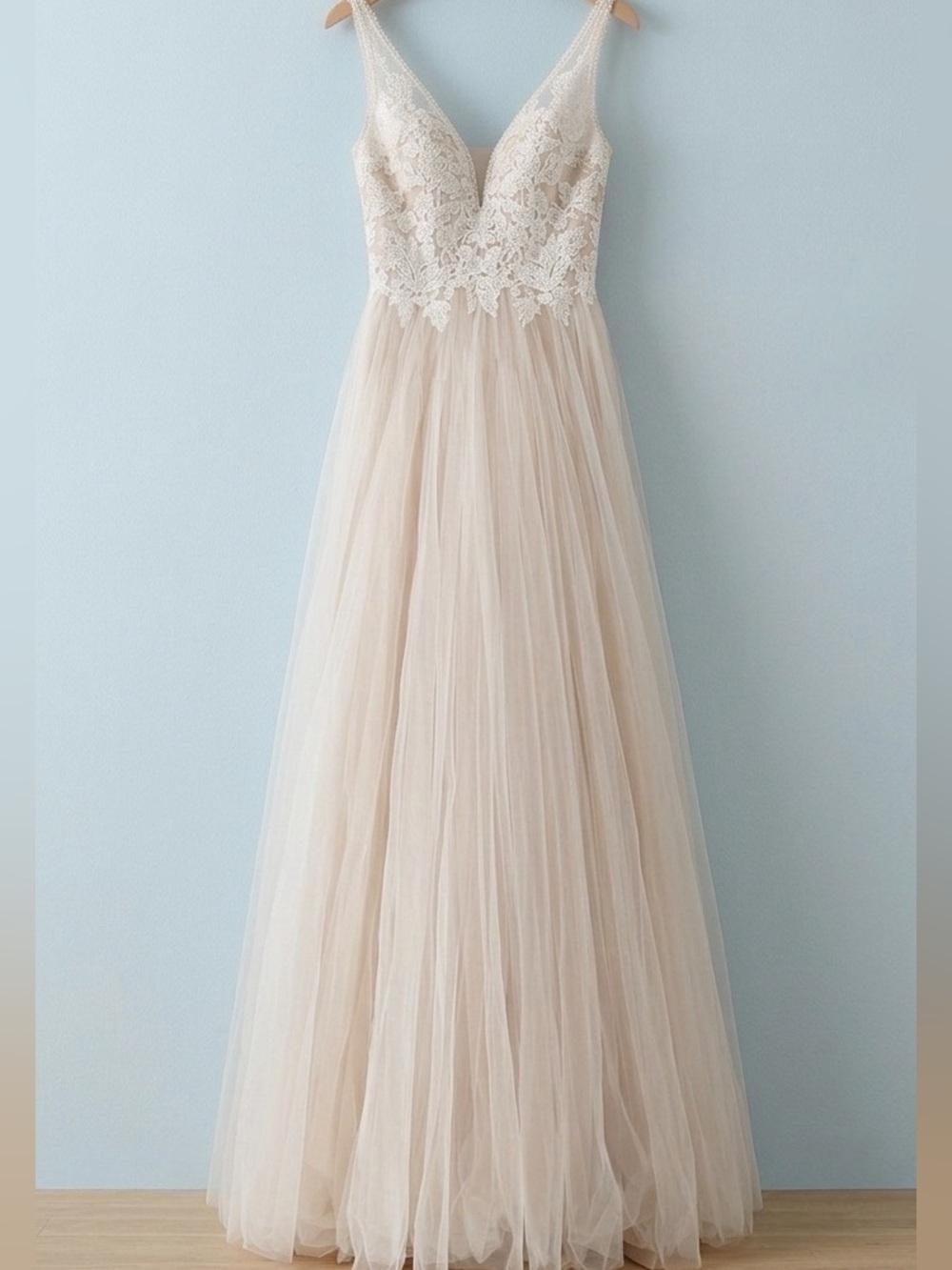 ASOS Lace Bodice Tulle Gown in Cream